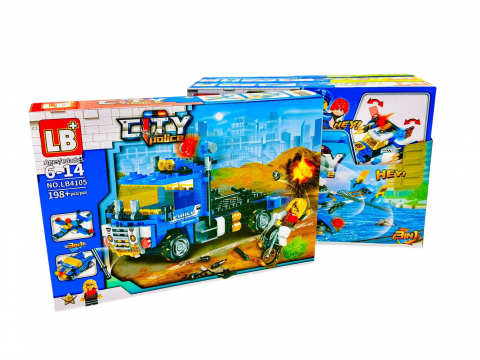 Baieti - Joc de construcție pentru baieti City Police, +183piese, 32×22.5×5cm, +6ani,