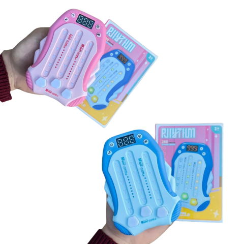 Joc interactiv Rhythm cu lumini si sunete, jucarie educativa cu butoane tactile si afisaj digital, pentru copii 3+, antrenament reflexe si memorie,  [2]