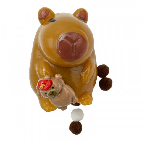 Jucarii Antistres Squishy - Jucărie Antistres Squishy BaoBao, cu Revenire Lenta, Model Urs, Ambalaj Transparent, 4.5 x 7.2 cm, 110g, Maro