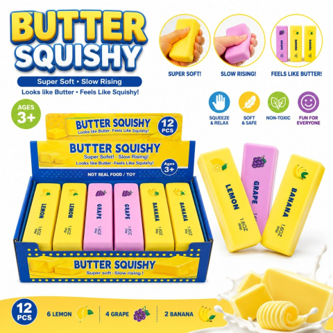 Jucărie Antistres Butter Squishy Aromat , 13cm- Squishy în Formă de Unt, Slow Rising, Diverse Arome [2]