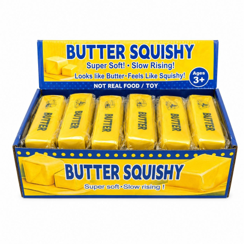 Jucarii antistres si senzoriale - Jucărie Antistres Butter Squishy Auriu, 13cm - Squishy în Formă de Unt, Slow Rising, Super Moale