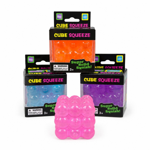 Jucarii antistres si senzoriale - Jucarie antistres Cube Squeeze Bubble 5.5cm, moale si elastica, culori aleatorii