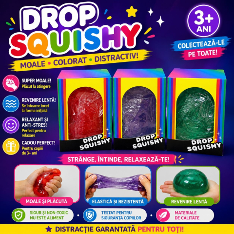 Jucarii antistres si senzoriale - Jucarie antistres Drop Squishy, moale si elastica, culoare aleatorie