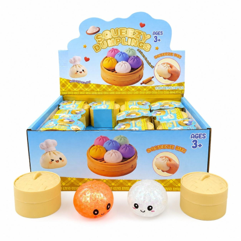 Jucarii antistres si senzoriale - Jucarie antistres Dumpling Squishy 8.5cm, moale si elastica, culori aleatorii