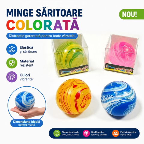 Jucărie Antistres Minge Săritoare Colorată, Elastică și Rezistentă [1]