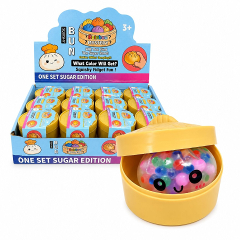 Jucarii antistres si senzoriale - Jucărie Antistres Mini Squishy Dumpling cu Bile Gel si Lumini 5cm - Squishy Moale în Formă de Gălușcă,