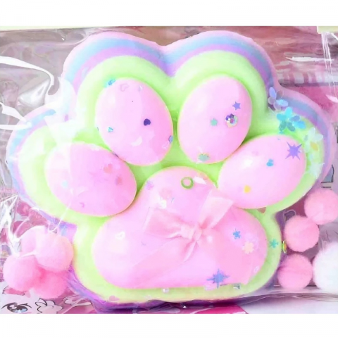 Jucarie Antistres BaoBao, Squishy Labuta Pisica, 12.5x10.5cm, 220g, Albastru-Curcubeu [1]