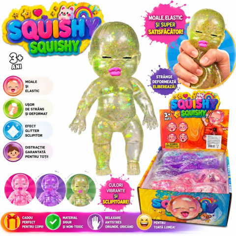 Jucărie Antistres Squishy Bebeluș cu Sclipici 13cm - Figurina Elastică și Moale pentru Relaxare [2]