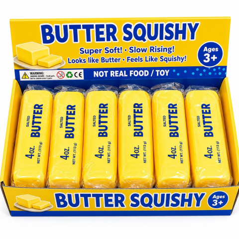 Jucarii antistres si senzoriale - Jucărie Antistres Squishy Butter cu Spumă, Moale și Elastică, Model Unt, 11 cm