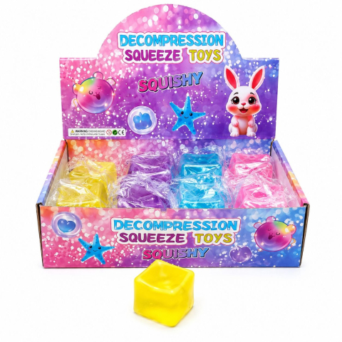 Jucarii antistres si senzoriale - Jucărie Antistres Squishy Cub Colorat, 4cm - Cub Elastic și Moale pentru Relaxare, 3+ Ani