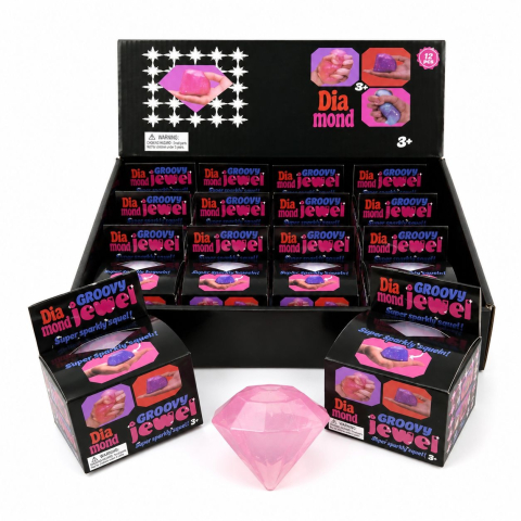 Jucarii antistres si senzoriale - Jucarie antistres Squishy Diamond 6cm, moale cu sclipici, culoare aleatorie