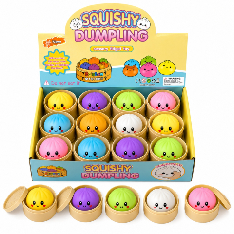 Jucarii antistres si senzoriale - Jucarie antistres Squishy Dumpling 5.5 cm, moale si elastica, culoare aleatorie