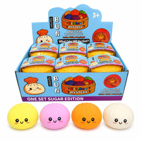 Jucarii antistres si senzoriale - Jucărie Antistres Squishy Dumpling 8,5cm în Cutie Tip Bambus - Jucărie Antistres Moale pentru Copii