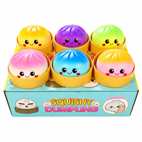 Jucarii antistres si senzoriale - Jucarie antistres Squishy Dumpling 9 cm, moale si elastica, culoare aleatorie