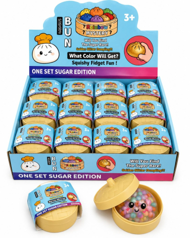 Jucarii antistres si senzoriale - Jucărie Antistres Squishy Dumpling cu Bile Gel Colorate, 5 cm, Rainbow Mystery, Surpriză Colorată