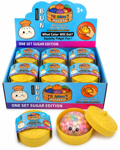 Jucarii antistres si senzoriale - Jucărie Antistres Squishy Dumpling cu Bile Gel Colorate, 8 cm, Rainbow Mystery