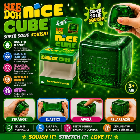 Jucarie antistres Squishy Ice Cube, model cub de gheata verde [1]