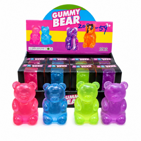 Jucarii antistres si senzoriale - Jucărie Antistres Ursuleț Squishy Gummy Bear 7cm - Figurina Elastică și Moale, 3+ Ani