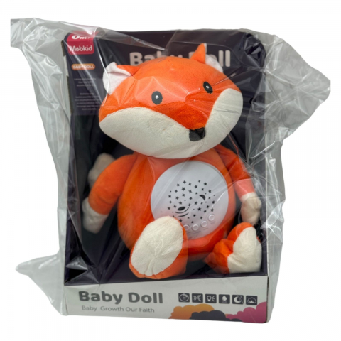 Jucarii de plus - Jucarie din plus pentru bebelusi, Animalut Adorabil, cu proiectie forme luminoase si sunete, 33×25cm