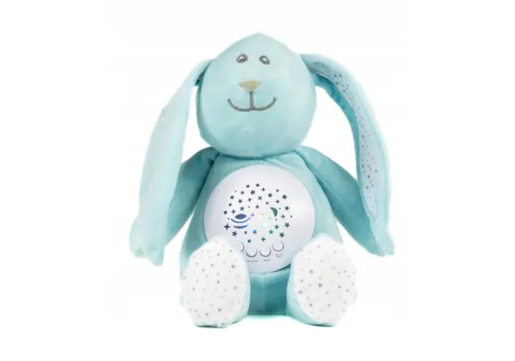 Jucarii de plus - Jucarie din plus pentru bebelusi, Iepuras Adorabil, cu proiectie forme luminoase si sunete, 33×25cm,  