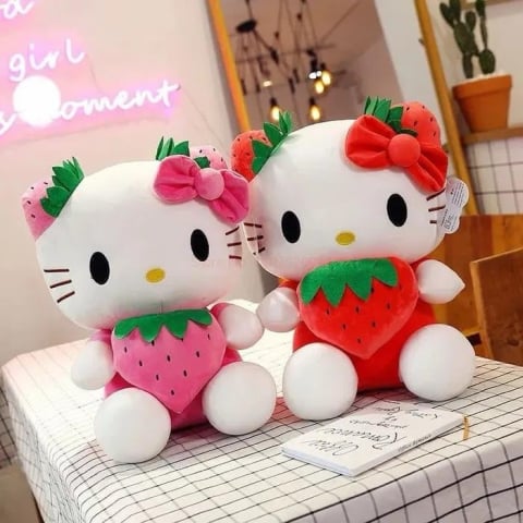 Jucărie Plus Pisicuță Adorabilă cu Căpșună – 2 Culori, 23 cm, Perfectă pentru Copii  [3]
