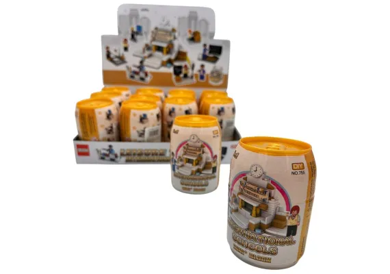 Baieti - Jucarie tip doza constructie DIY pentru copii – figurina cu tematica scoala, piese asamblabile si accesorii educationale, 