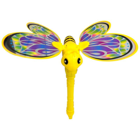 Jucarie zburatoare cu aripi tip fluture si design de albina – lansator interactiv manual pentru copii, 30 cm, culori vibrante,  [2]
