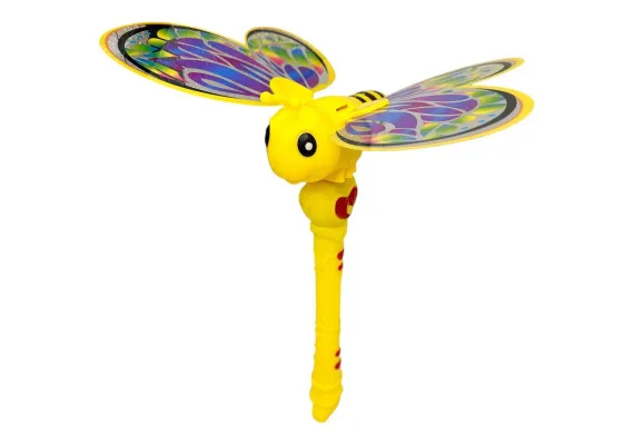 Jucarii, Copii & Bebe - Jucarie zburatoare cu aripi tip fluture si design de albina – lansator interactiv manual pentru copii, 30 cm, culori vibrante, 