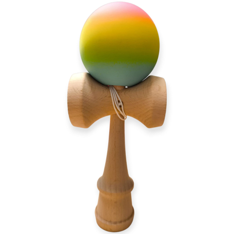 Kendama - Kendama din lemn, 18cm, model gravat, bila multicolor, vopsea cauciucata mată, en-gros