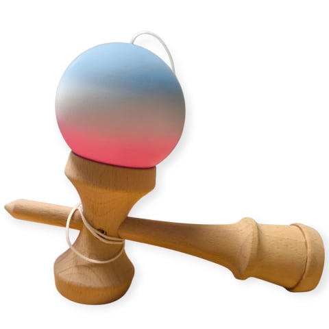 Kendama din lemn, 18cm, model gravat, bila multicolor, vopsea cauciucata mată, en-gros [1]