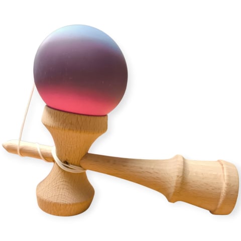 Kendama din lemn, 18cm, model gravat, bila multicolor, vopsea cauciucata mată, en-gros [1]