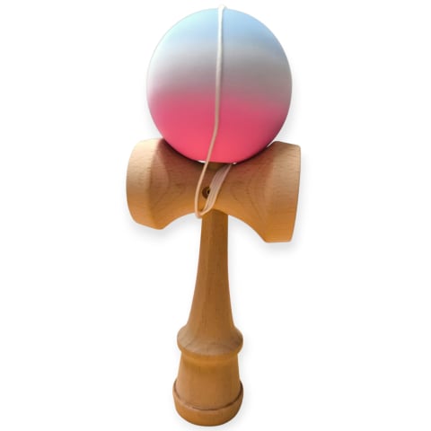 Kendama - Kendama din lemn, 18cm, model gravat, bila multicolor, vopsea cauciucata mată, en-gros