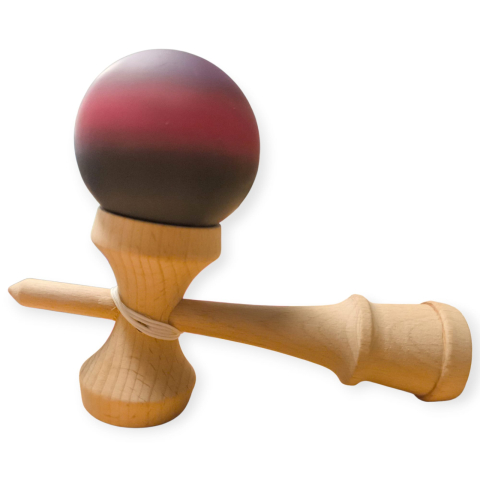 Kendama din lemn, 18cm, model gravat, bila multicolor, vopsea cauciucata mată, en-gros [1]