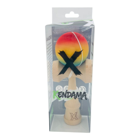 Kendama X din lemn natural, bila soft touch, culori combinate, ambalaj individual, en-gros [2]