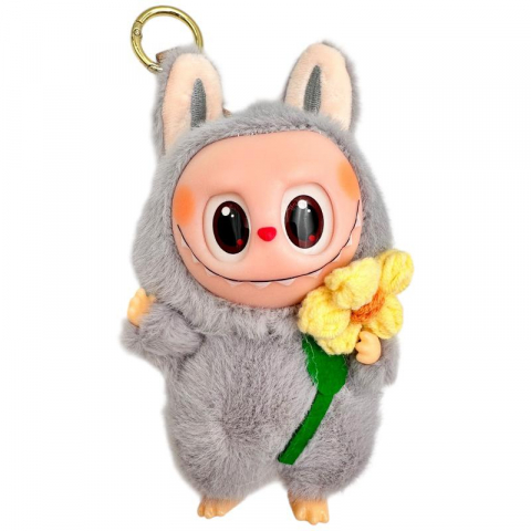 Jucarii de plus - Labubu Plus 18cm cu Floare – Jucarie de Plus Pufos, Culori Pastel, Figurina Dragalasa de Colectie, Editie Limitata