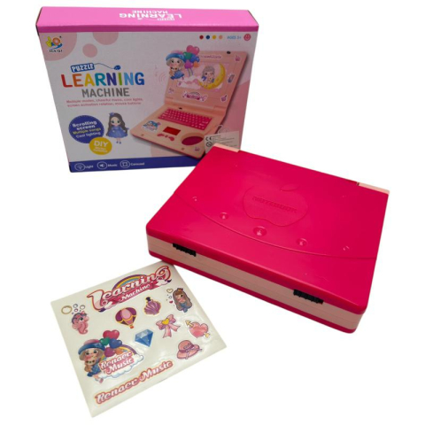 Laptop de jucarie pentru copii, roz, cu sunet si lumini, multicolor, 19x3.8x15.7 cm – jucarie interactiva si educativa pentru fetite si baieti,  [2]
