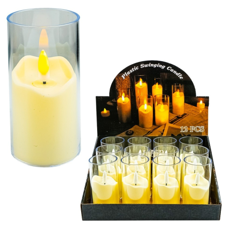 Decoratiuni luminoase de Craciun - Lumanare ,  1buc, LED 10 cm in cilindru transparent, efect flacara oscilanta – baterii neincluse