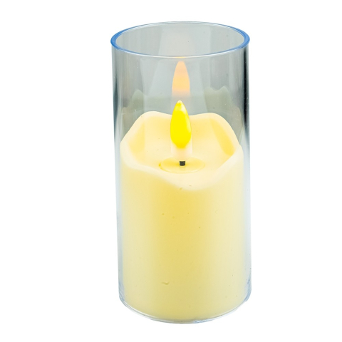 Lumanare ,  1buc, LED 10 cm in cilindru transparent, efect flacara oscilanta – baterii neincluse [2]
