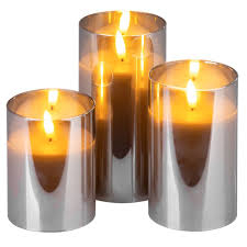Lumanare,  1buc,  LED 11 cm in pahar oglinda, efect flacara – pe baterii (neincluse) [4]