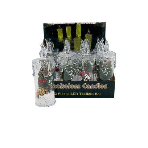 Articole pentru Craciun - Lumanare ,  1buc, LED 22 cm acrilica cu decor de iarna, multicolor – comutator la baza