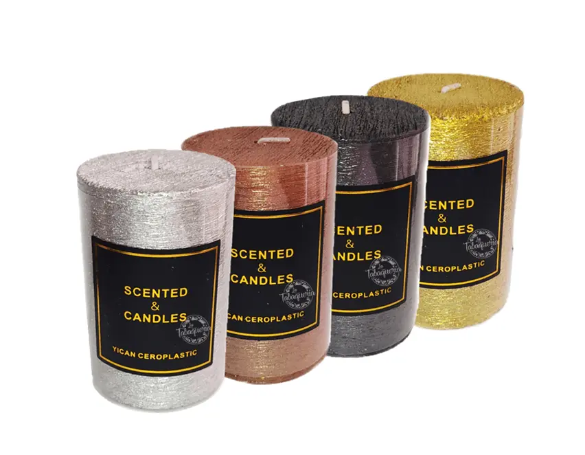 Articole pentru Craciun - Lumanare parfumata,  1buc,  cilindrice Scented & Candles, culori metalizate mix, decor elegante pentru casa si evenimente