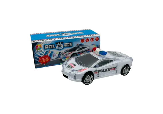 Jucarii, Copii & Bebe - Masina de Politie cu Lumini si Muzica, 14x5x3.5 cm - Distractie pentru Copii 