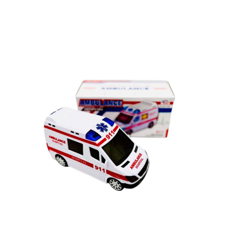 Masinute si vehicule - Masinuta Ambulanta tip Duba, cu sunete si lumini, 3D Ambulance, 17.5×9×7.5cm, +3ani,  