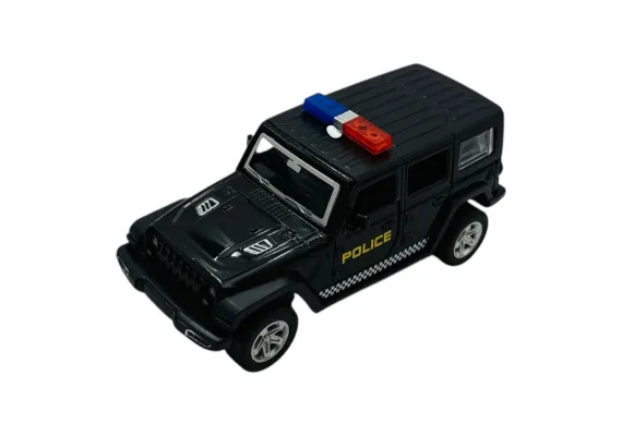 Masinute si vehicule - Mașinuță Metalică de Poliție 4×4 cu Uși Deschise, 15×7.5×6.5 cm – Design Robust și Realist 