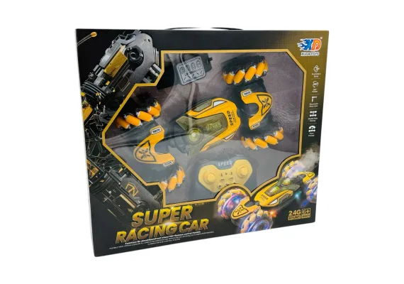 Jucarii, Copii & Bebe - Masinuta RC Super Racing Stunt cu Telecomanda, Roti 360°, Lumini LED, 2.4G, 26.5 cm 