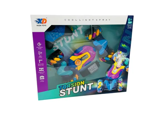 Jucarii, Copii & Bebe - Masinuta RC Torsion Stunt cu Telecomanda, Roti 360°, Lumini LED, 2.4G, 29.5 cm 