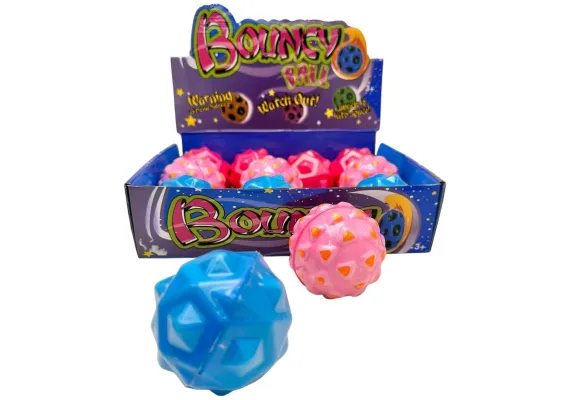 Bebelusi - Minge elastica Bouncy Ball cu tepi rotunzi, model colorat, saritura mare, culori combinate, pentru copii, 6-7 cm, 