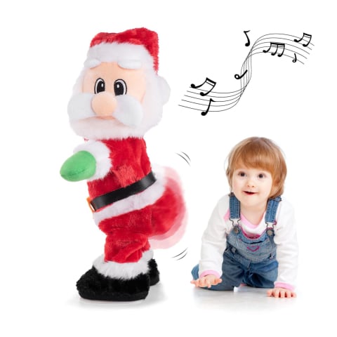Articole pentru Craciun - Moș Crăciun animat 40 cm cu saxofon – muzical și dansant
