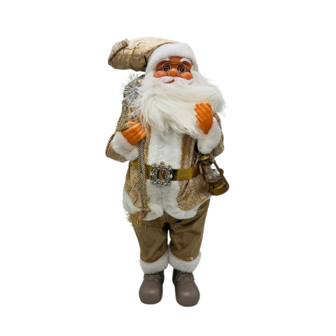 Articole pentru Craciun - Mos Craciun decorativ auriu 62 cm – figurina eleganta pentru decor de sarbatori