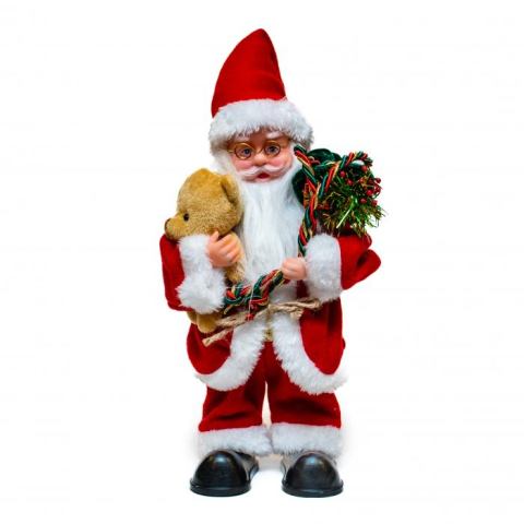 Articole pentru Craciun - Moș Crăciun interactiv 30 cm – cântă, dansează, ambalat in cutie cu tematica de craciun